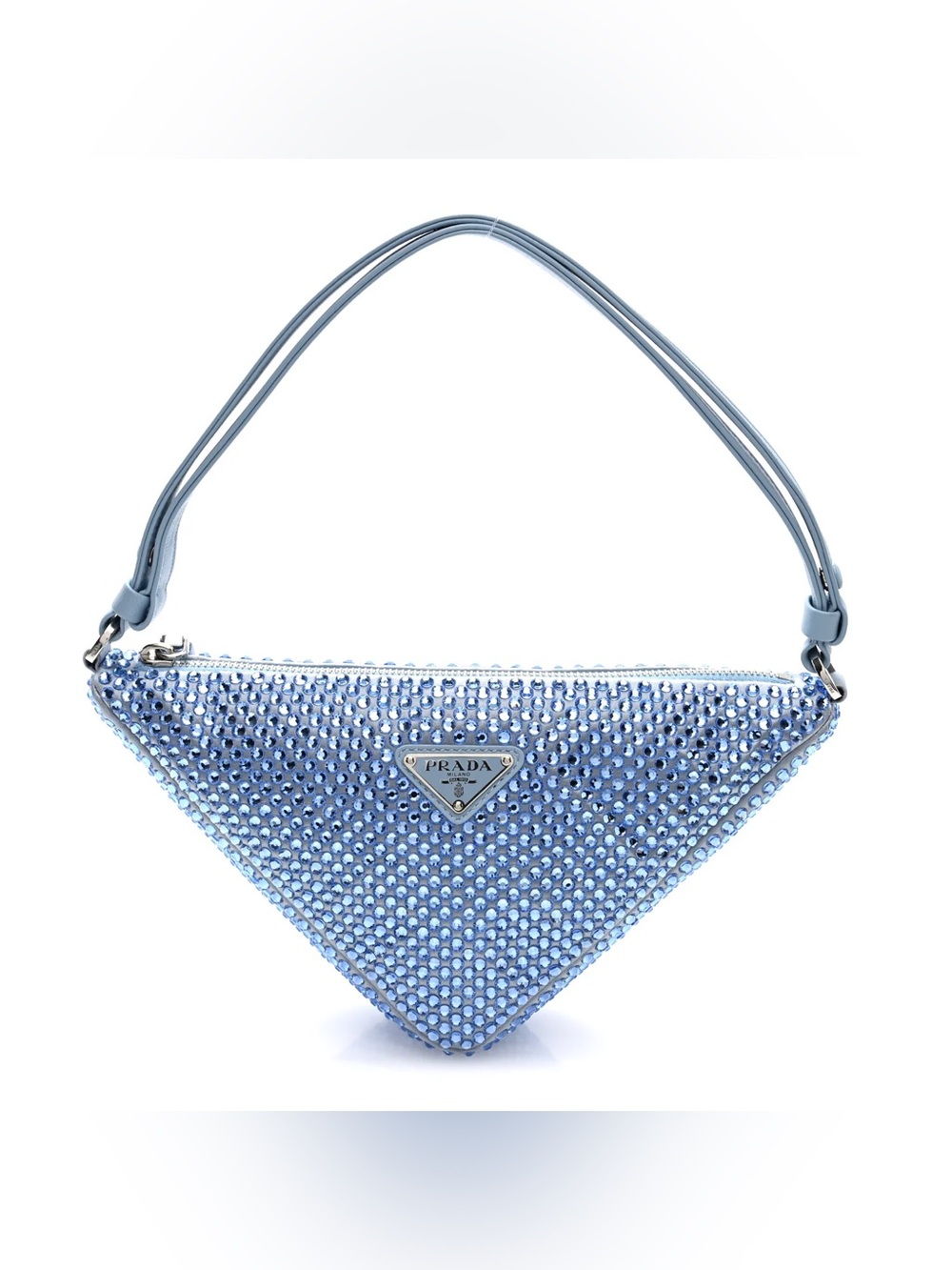 PRADA Triangle Crystal-Embellished Satin Bag